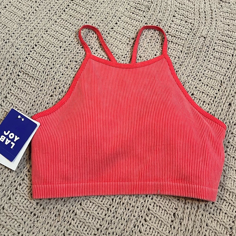 JoyLab - Bright Salmon Ribbed Seamless Bra - Medium